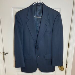 VTG Burberrys Mens Two Button Sport Jacket‎ Navy Blue 100% Pure Wool Classic USA
